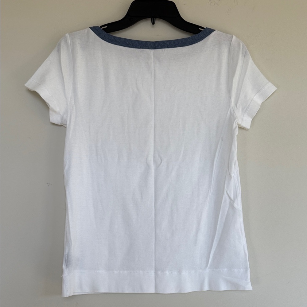 Lauren Ralph Lauren White Tee with Blue Trim - Picture 4 of 7